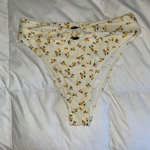 Abercrombie and Fitch lemon high waisted belted bathing suit bottoms